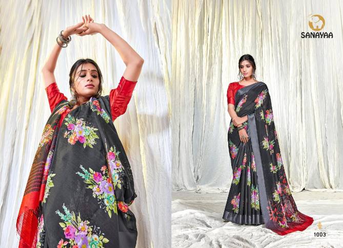 Sanayaa Kashish Latest Fancy Designer Casual Wear Linen Printed Silk  Saree Collection